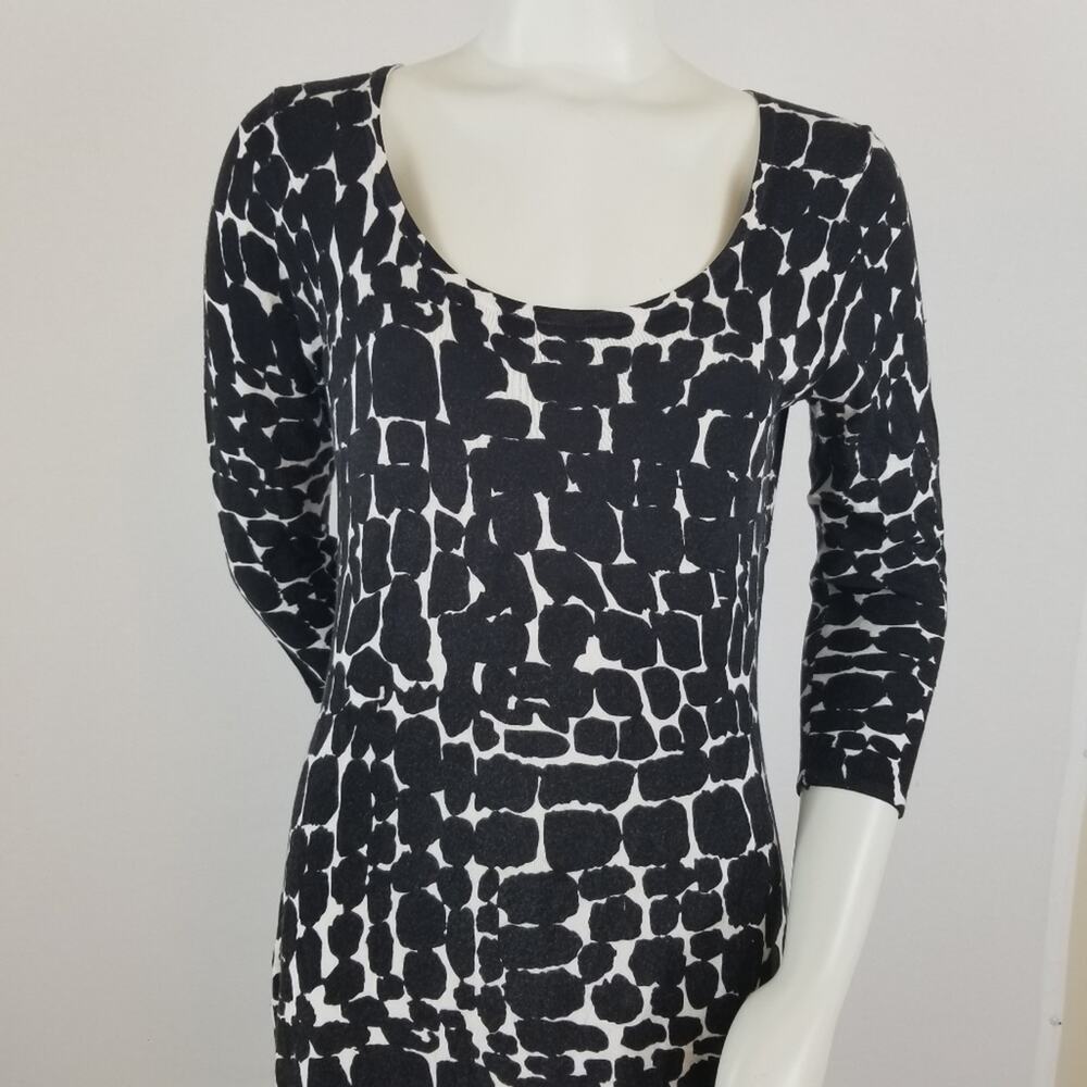 Kenneth Cole  Knit Small Sweater Dress Animal print Black Long Sleeve Giraffe